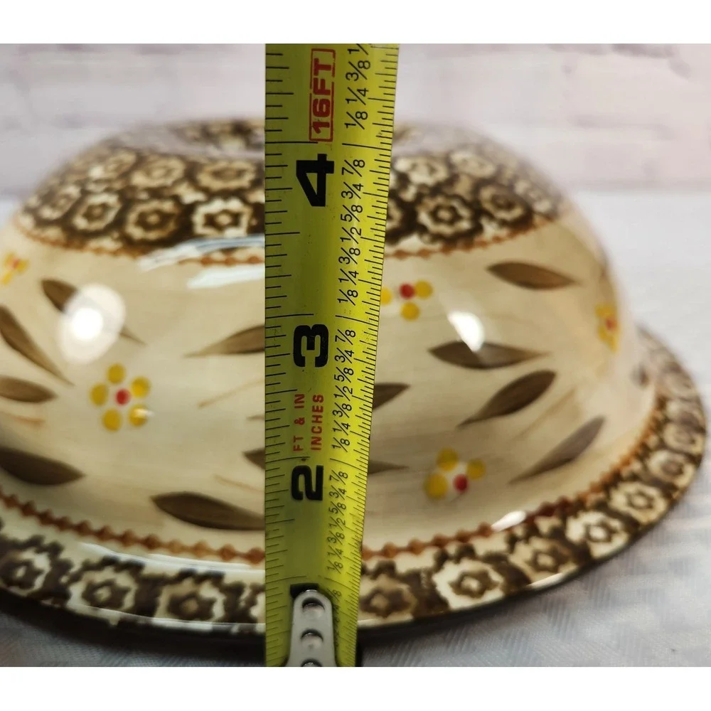 Set‎ 2 Temptations By TARA Old World Brown Yellow Pie Dish & Lid / Serving Bowl